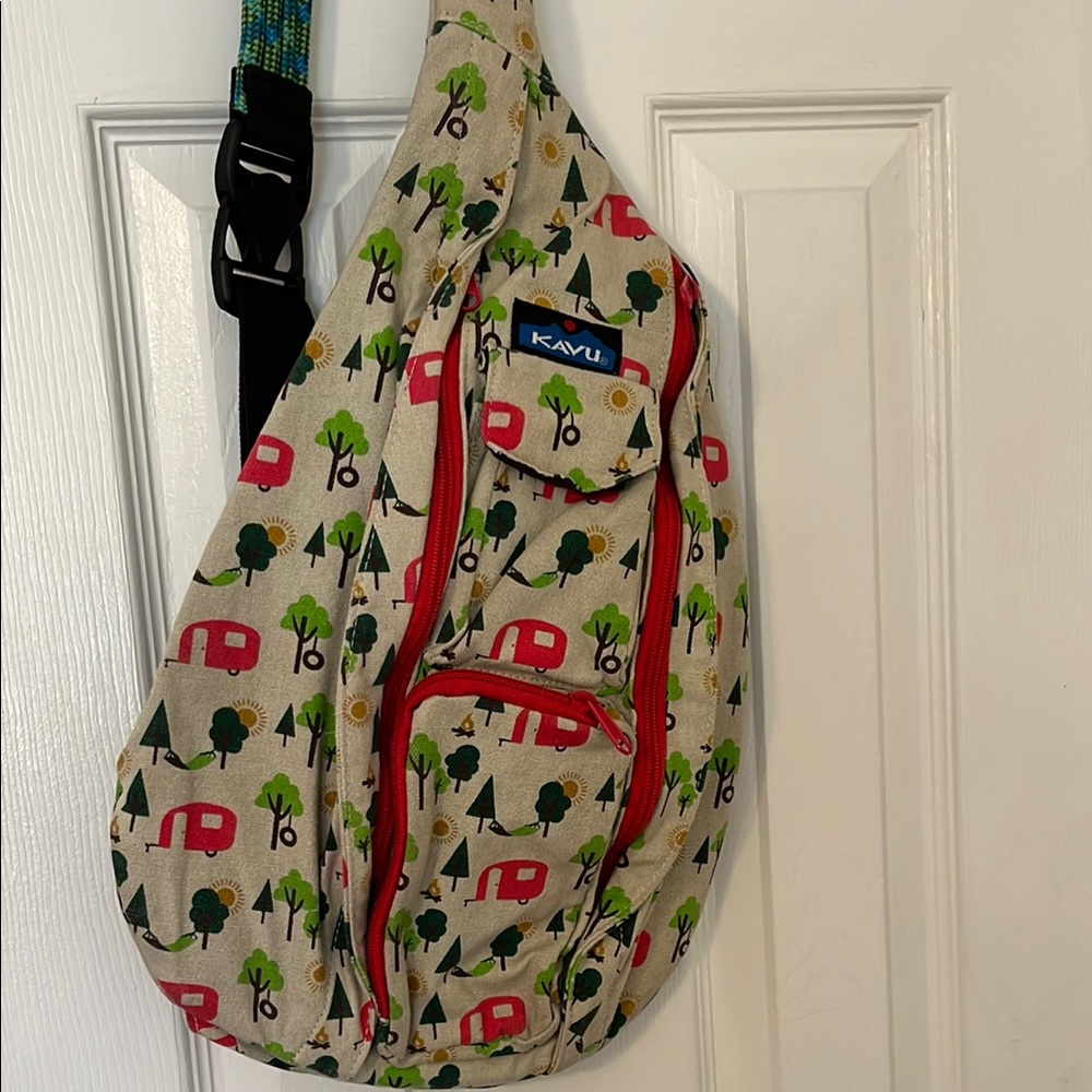 KAVU Sling Bag with Red and Green Print